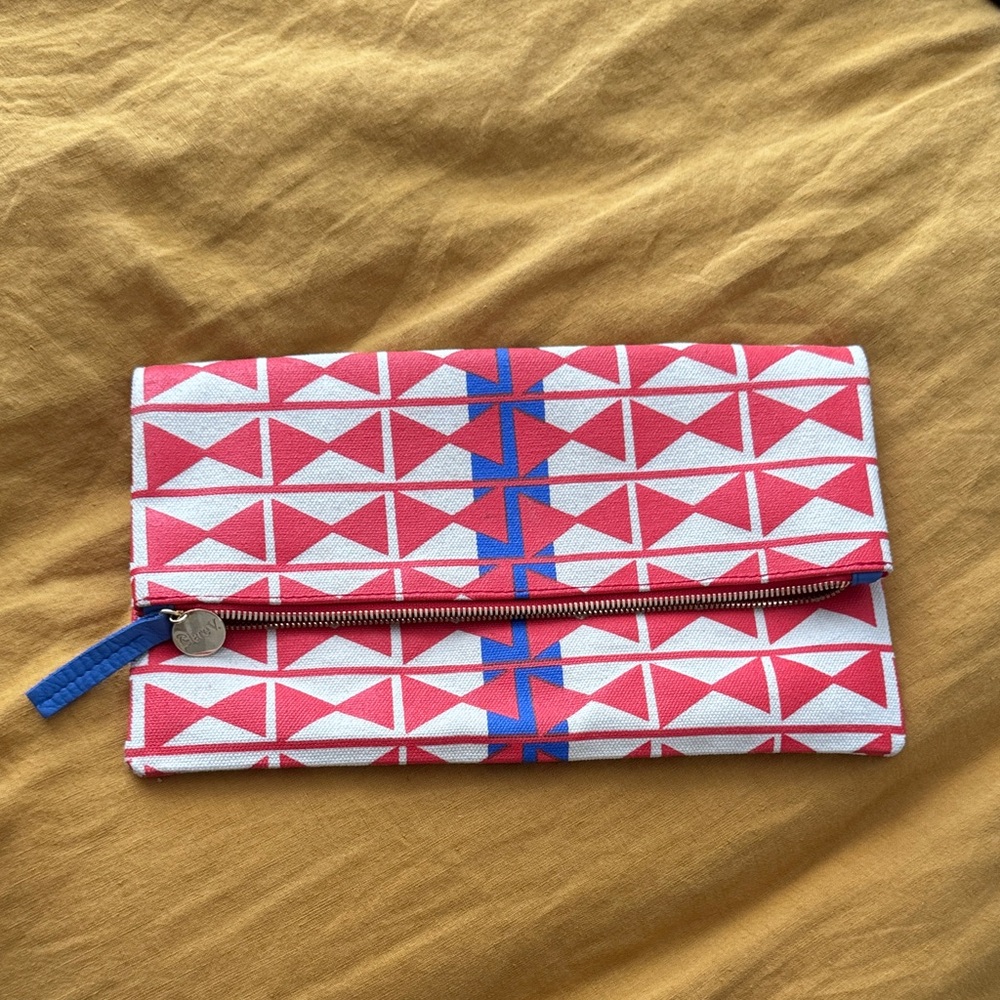 Geometric Red and Blue Clutch